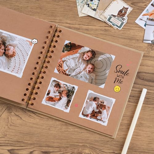 potricher 8 x 8 Inch DIY Scrapbook Album 40 Pages with Kraft Paper, Yellow - color: Yellow, size: 8 Inch 40 Pages