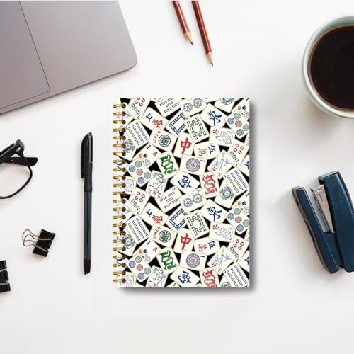 Mahjong Lover Gifts Notebook, Mahjong Gifts for Women Journal, Gift for Mah Jong Lovers Players Journal, Mah Jong Accessories Hardcover Spiral Notebooks 5.5x8.3 Inch - color: Section 5