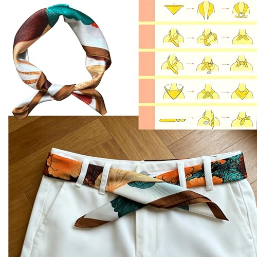 Silk Like Square Scarf for Women Men 27.5" - color: Ginkgo Yellow