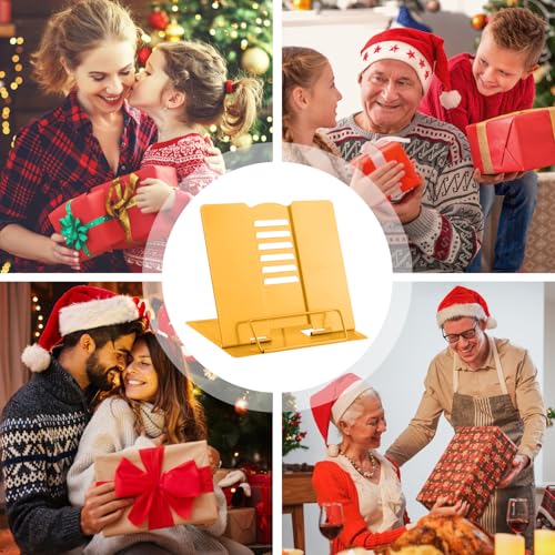 MSDADA Desk Book Stand Metal Reading Rest Book Holder Adjustable Cookbook Documents Holder Portable Sturdy Bookstands for Recipes Textbooks Tablet Music Books (Yellow) - color: Yellow