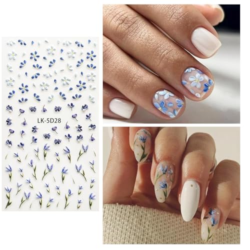 Blue Nail Stickers for Nail Art 5D Nail Decals for Women - color: Colorful-18
