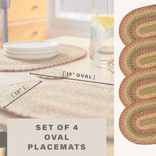 Homespice Azalea Jute Braided Placemats, Oval 13x19 Set of 4 - color: Azalea