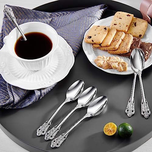 KEAWELL Luxurious 6-Piece 5.1-Inch Espresso Spoon Set (Silver) - color: Silver
