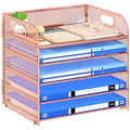 Paper Organizer Letter Tray with Handle Mesh 5 Trays - color: Rose Gold, size: 12.6" x 9.1" x 13.4"