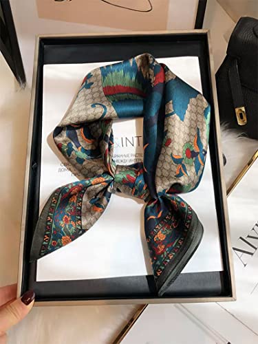 100% Mulberry Silk Scarf - 25.6" Square Neckerchief & Headscarf Gift Packed - color: Bird Tree