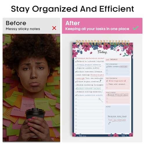 Taja To Do List Notepad, Undated Daily Planner for Work and Goal Setting - color: i-Twilight Petals, size: 1 Pack