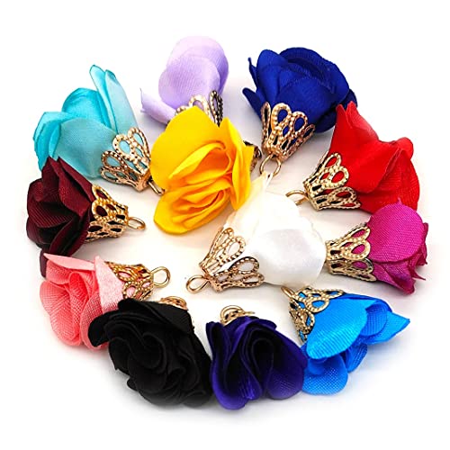 100Pcs Chiffon Handmade Tiny Soft Tassels, Mini Tassels, Assorted Colors Randomly (12) - color: 12