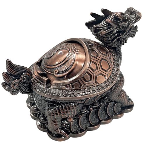 Briskfeel Feng Shui Dragon Turtle Multi Functional Metal Statue Wealth Prosperity Sculpture for Living Room Office Desk Feng Shui Art Best Housewarming Congratulatory GIF (D1 Bronze) - color: D1 Bronze