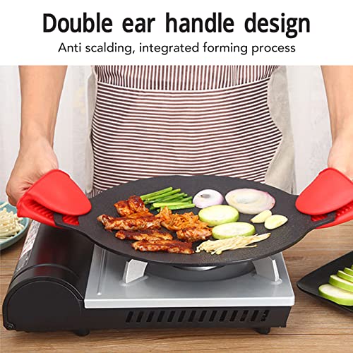 VBESTLIFE Korean Grill Pan, Double Handle Non Stick 6 Layer Coating Aluminum Alloy Gas Cooker Round BBQ Griddle for Outdoor Camping