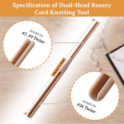 Dunkive 2 Pack Rosary Cord Knotting Tool, Dual Head,Brown - color: Brown