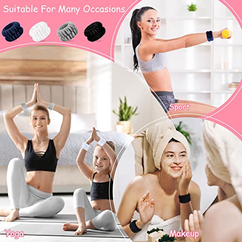 Chuangdi 4 Pairs Wrist Bands for Washing Face Microfiber,Dark Colors - color: Dark Colors