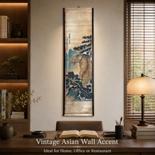 Wall Art Poster Prints Painting Hanging Paper Scroll Decor Tiger Fengshui - color: E4