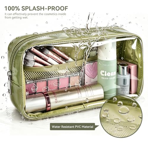 WLLWOO 2pcs Clear Makeup Bag Mini Cosmetic Pouch Travel Toiletry Organizer - color: 2pcs-Grass Green