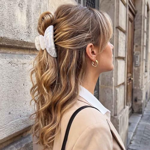 BARTOSI Acrylic Claw Clips White Hair Clips Medium Hair Claw Clip Hair Accessories for Women and Girls (Pack of 2) - color: Set 4