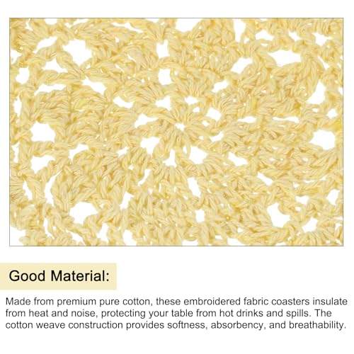 uxcell Fabric Coasters, 8pcs 4" with Floral Pattern Light Yellow - color: Light Yellow