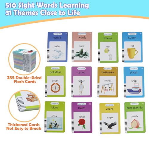 MAYAPHILOS 510 Sight Words Polish and English Talking Flash Cards - size: 510 Words Polish and English