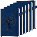 6 Pack Lined Journal Notebook for Women Men, A5 Hardcover Leather Journals - color: A-Tree-Dark Blue, size: 6 Pack-A5（5.8"×8.3"）