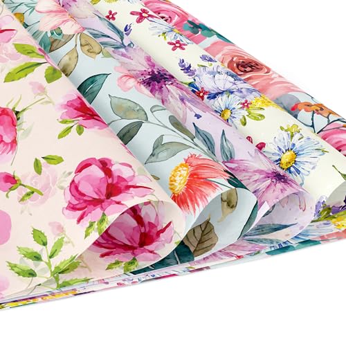 VIVIQUEN 24 Pack Floral Pattern Double-Sided Flower Scrapbook Paper 12”
