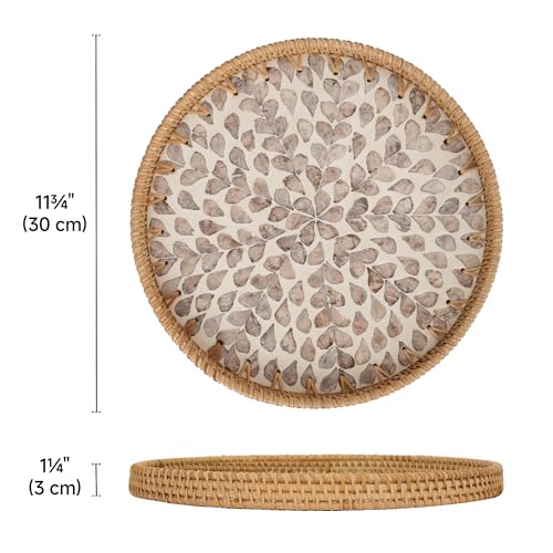 StorageWorks Coffee Table Trays for Decor, Small Wicker Woven Serving Tray - color: Yellow Petal, size: 11.8"