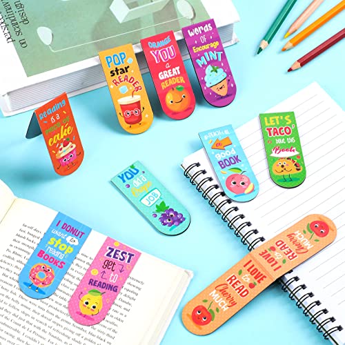 Fainne 30 Pieces Assorted Scented Magnetic Bookmarks Scratch and Cute Sniff Fruit Food Theme Bookmarks Encouraging Sayings Book Tag 10 Styles(Sweet) - style: Sweet