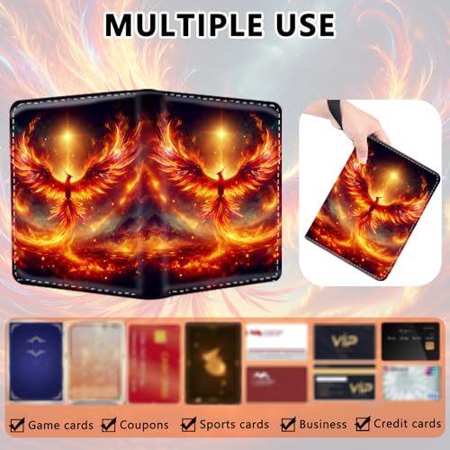 4 Pocket Trading Card Binder, Holds 400 Cards, Zipper Binder - color: Fire Phoenix