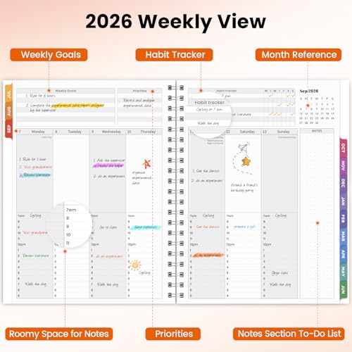 Oucaru 2026-2027 Academic Planner, 8.5"x11" Weekly Monthly Calendar Planner - color: Orange（8.5"x11"）