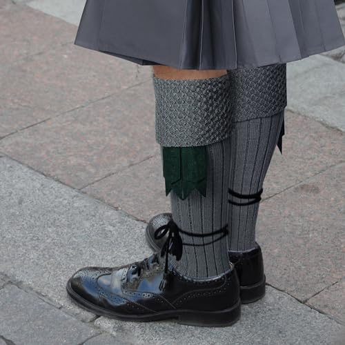 DSS KILTS-Kilt Hose, Tradional Scottish Kilt Scocks Wool Blend, Bubbled Design Kilt Socks for USA Shoe Sizes - color: Grey, size: X-Large