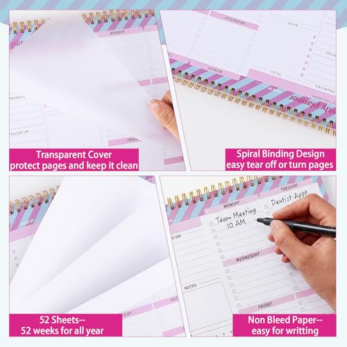Thboxes Weekly Desk Planner, 8.5x11In To Do List Notepad, 52 Sheets, Plaid - color: Plaid Style
