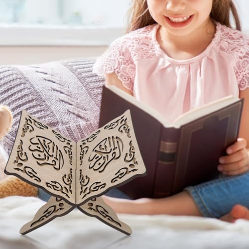 1Pcs Wooden Folding Book Stand with Carved Design