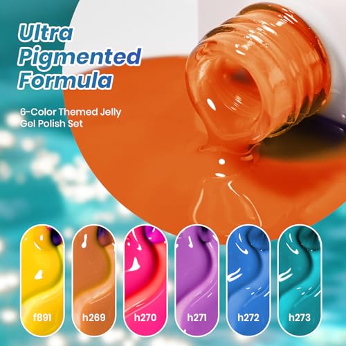 Beetles Jelly Gel Nail Polish Set, Luminous Cocktail 6 Colors Fall Gel - color: A - Sheer | Luminous Cocktail