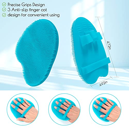 2 Pack Soft Silicone Shower Brush, Bath Exfoliating Skin Massage Scrubber - color: 1 Pars_blue+gray