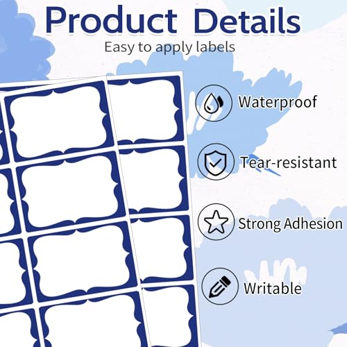 Starboling Name Tag Stickers, 200 Pcs 3"x2" Blue Plain Stickers, Colorful Border, For Office, Meetings, School & Home - color: Blue