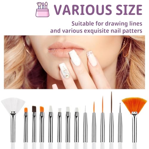 22 Pcs Nail Art Brushes Set with Resin Palette and Silicone Carving Pen,Professional Nail Art Tools Kit for DIY Gel Polish,Includes Dotting Tools and Nail Art Palette,white