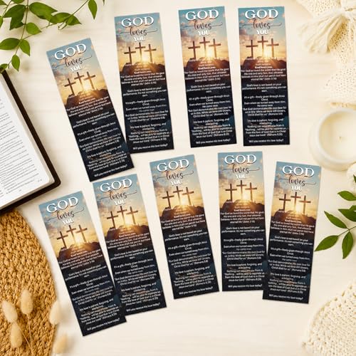 God Love You Bookmarks Gifts - Cosmisun 100 Pcs Religious Bookmark Paper Christian Bible Verse Book Marks Page Marker Favors for Women Men Office Church Book Lovers Reading Party Rewards - color: God Love You