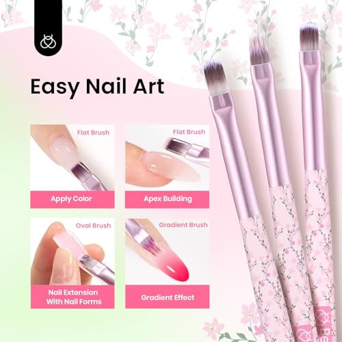 Beetles Gel Polish Nail Art Brushes Set, 6 Pcs Fingernail Art Design Pen - color: C-Pink-6