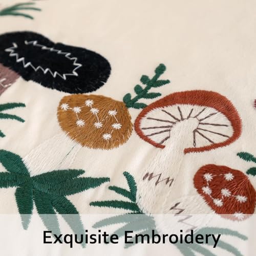 Embroidered Throw Pillow Covers 18x18 Set of 2 Mushroom - color: Mushrooms