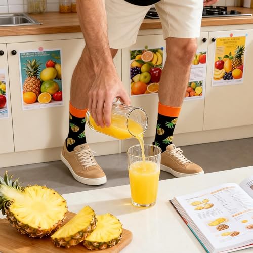Colorful Funny Novelty Dress Socks for Men Women Teens Fathers Day Casual Fun Crazy Funky Graphic Crew Socks - color: 5 Pairs - Fruit Style -- Avocado Lemon Pineapple Watermelon Pattern Socks, size: 6-12