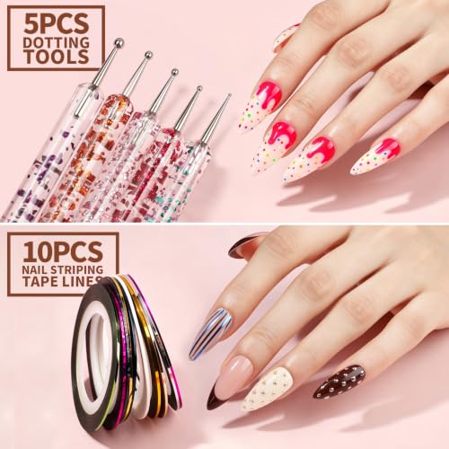 Teenitor Nail Striping Tape Lines Kit Nail Liner Brushes Nail Art Tools