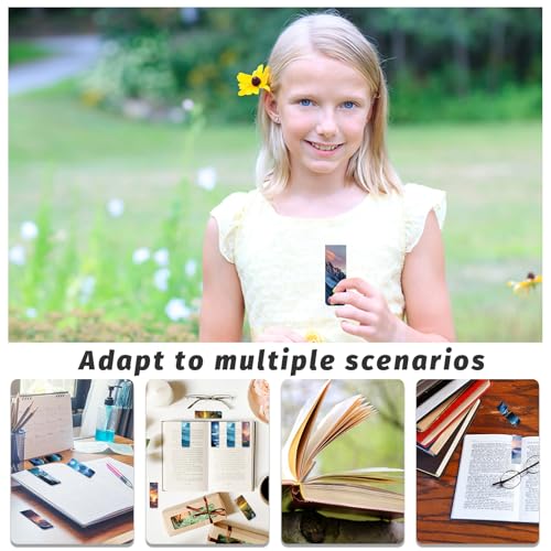 96 Pieces Magnetic Bookmarks Magnet Page Markers - Book Marks for Reading Women & Men with Storage Boxes - Cute Magnet Bookmark Clips for Reading Pleasure（Scenery） - size: 96, style: Scenery Style