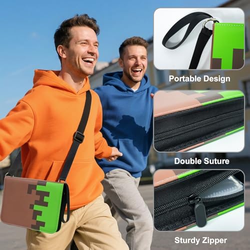 400 Pockets Card Binder,Portable Shoulder Strap,Waterproof PU Bag,FF38 - color: Green Shoulder Strap-400