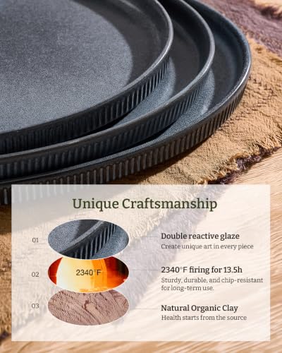 famiware Large Serving Platters Set of 3 Sizes - Oval, Matte Dark Charcoal - color: Matte Dark Charcoal