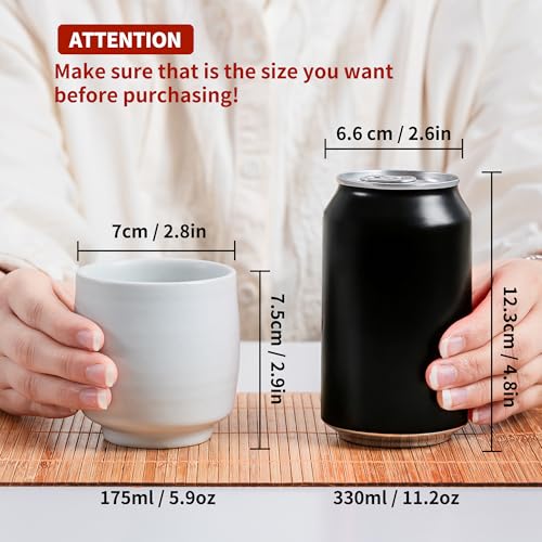 TEANAGOO Japanese Tea Cups, Chinese Tea Cup, 7.2Oz / 205 Ml, Ceramic Tea Cups for Adults, Ceramic Cups no Handles, Japanese Cups, Asian Matcha Cup, Ivory White, 4 Pcs/Box, H7 - color: Ivory White, size: 7.2 fl oz (4-Count)