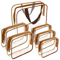 APREUTY 6 Packs Clear Makeup Bags, TSA Approved Toiletry Bags Set, Coffee - color: Coffee-6PCS(Large+Medium+Small)