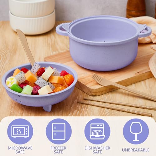 1 Set Large 45oz Cute Pig Ramen Bowl Set Microwavable Cooker, Purple - color: Purple