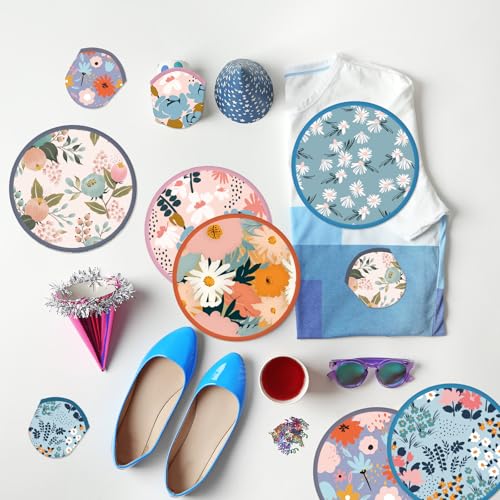 Gejoy 24 Pcs Morandi Floral Foldable Hand Fans Flying Disc 8 Styles - color: Morandi Style