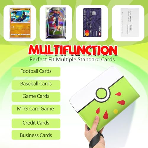 Collectible Trading Card Binder, 400 Pockets Card Holder with 50 Removable Sleeves, Portable Collection Binder Album Book Case Storage, Zipper Card Protective Sleeves for TCG, Sports Card - color: Friendly Green