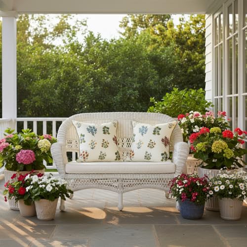 Embroidered Throw Pillow Covers 18x18 inch Pack of 2 Multiflower - color: Multiflower