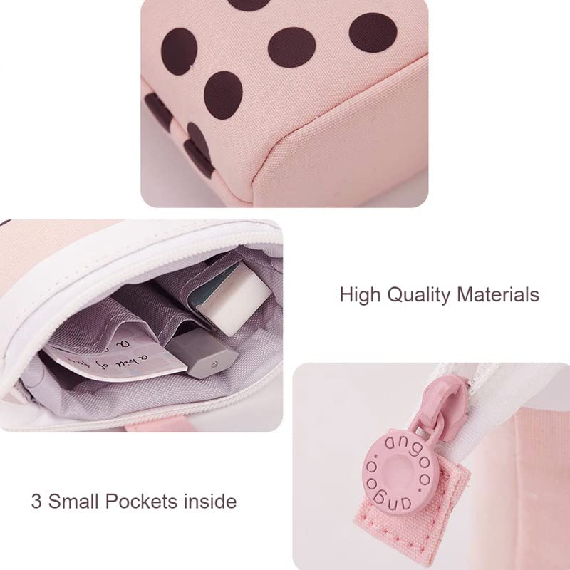 Telescopic Pencil Bag Pen Holder Pop Up Stationery Case, Stand-up Retractable Transformer Bag Standing Organizer, Great for Christmas Holiday New Year Office Bag - color: Peach