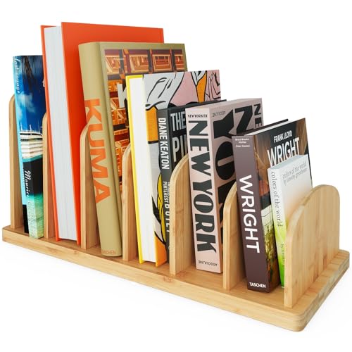Cook Book Organizer, 6 Sections, Recipe Book Holder Rack, Tabletop Stand for Convenient Cookbook Storage, Vertical Cook Book Stand Kitchen, Binder Holder for Desk & Countertop (Bamboo) - color: Bamboo, size: 6 Sections