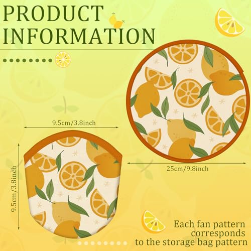 Gejoy 24 Pcs Capri Lemon Foldable Flying Disc Hand Fans Round 8 Style - color: Capri Lemon